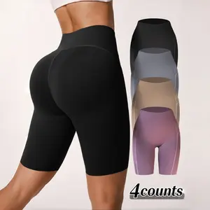 Women's high-waisted slimming five-inch fitness pants, providing a snug fit for a slimmer look while being quick-drying and breathable. Suitable for both yoga and casual outings. The side seams enhance the leg shape. Perfect for spring and summer outfits.