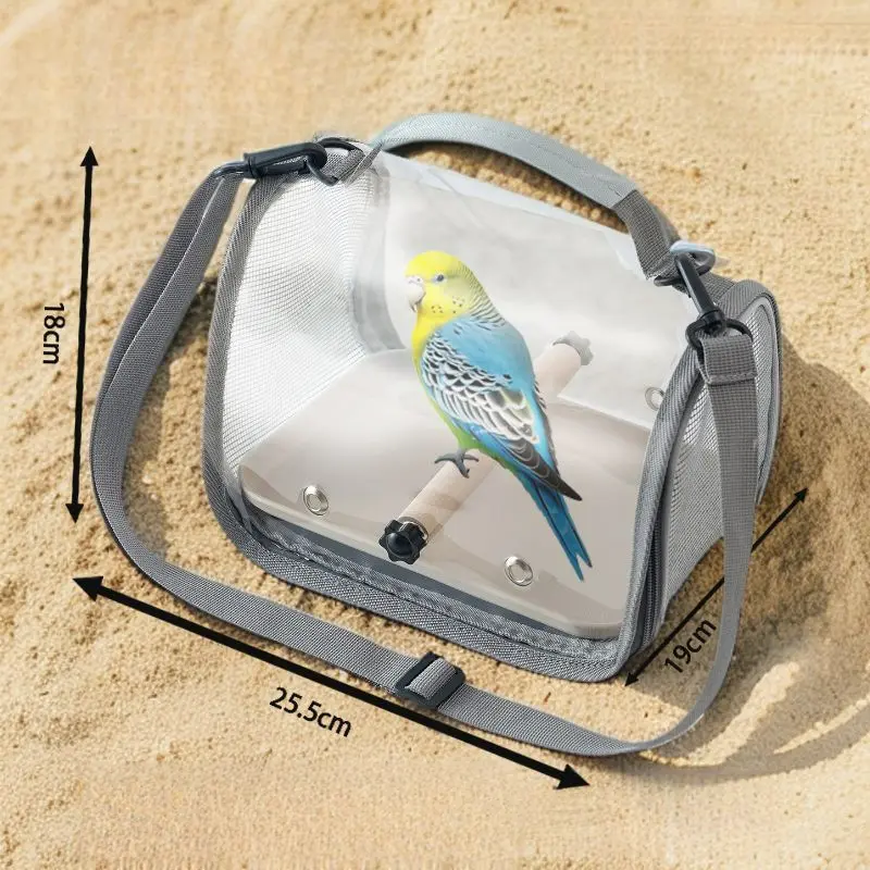 backpack for bird travel w/ Stainless Steel Tray and Rope Perch front and side door openings Backpack Bubble Bird Travel Carrier