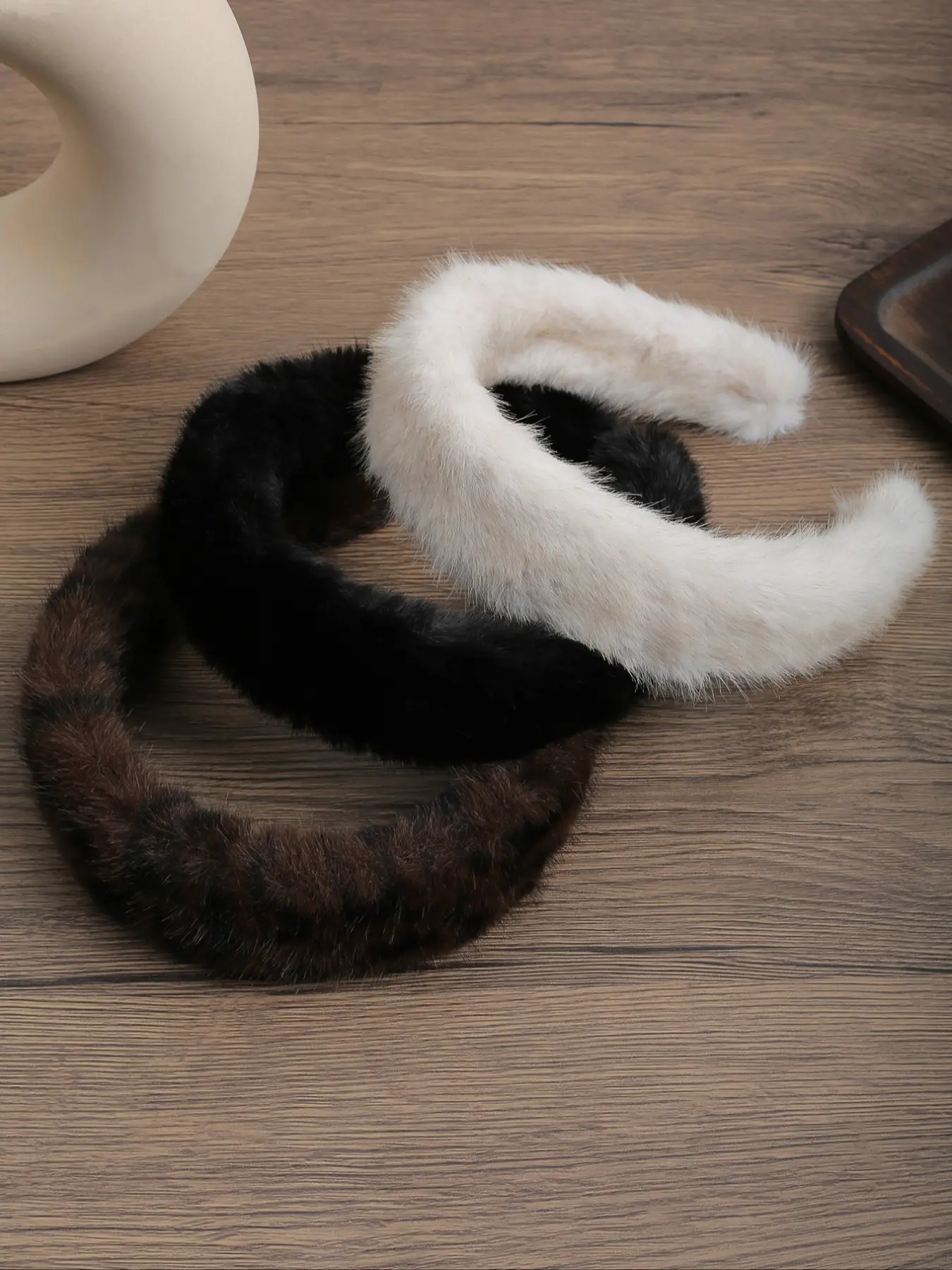 3pcs Autumn Winter Elegant Imitation Mink Fur Hair Bands, Wide Edge Leopard Print Headbands, High Crown Press Hair Accessories, Square Headband, Soft Headband