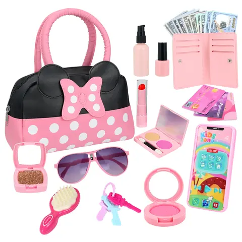 Princess Play House Purse Toy Set with Accessories - Child Safe Dress-Up & Role Play Clothes, Toddler Makeup Toys for Girls 3-6 Years Old, Halloween Christmas Birthday Gifts