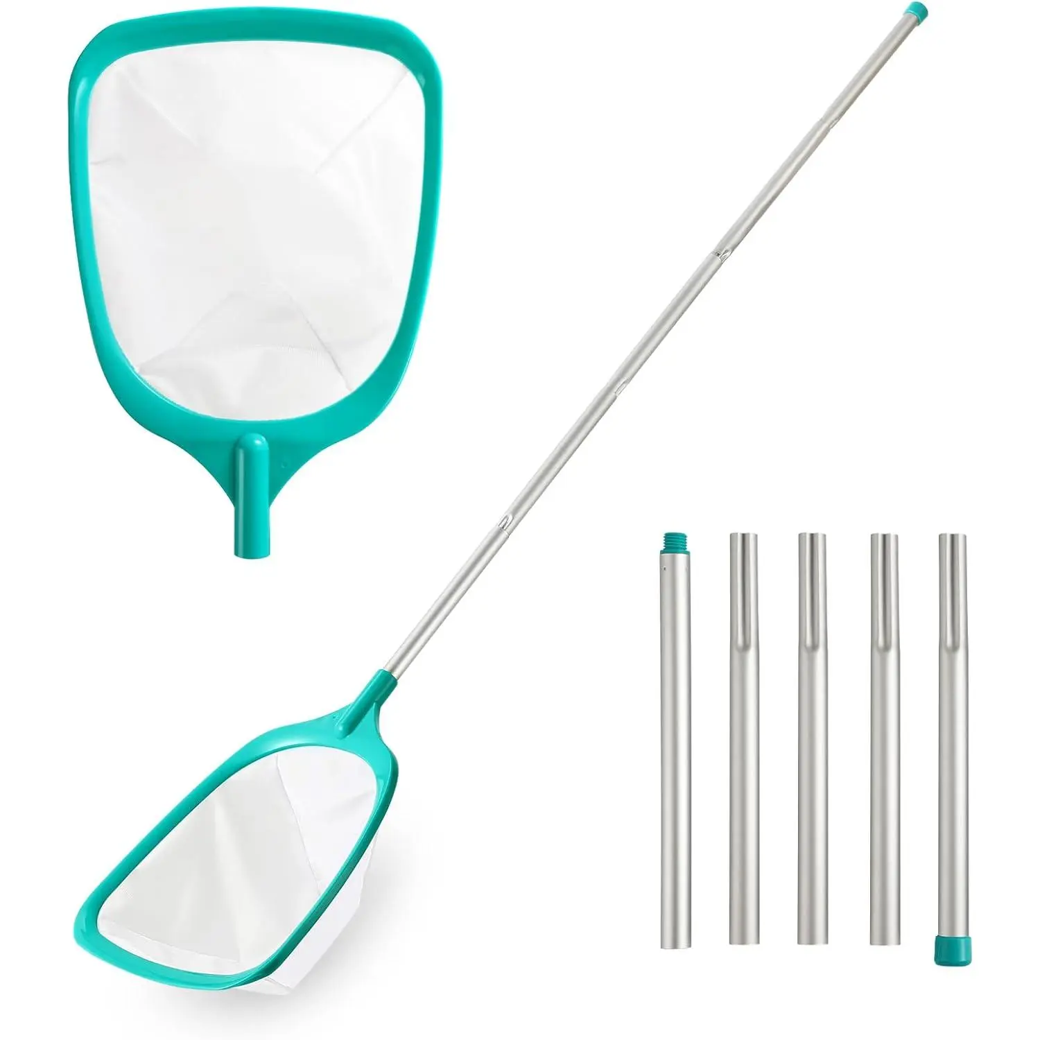Pool Skimmer - Pool Skimmer Net with 5  Pole Sections 67'', Skimmer Net with Fine Mesh Net for Cleaning Leaf of Swimming Pools, Spas, Hot Tubs and Fountains