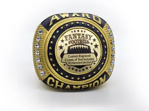 Monumental Fantasy Football Championship Ring Award: Embrace Your Victory! - Gold Tone Heavy Resin, Personalized with Your Name/Text, Custom Engraved