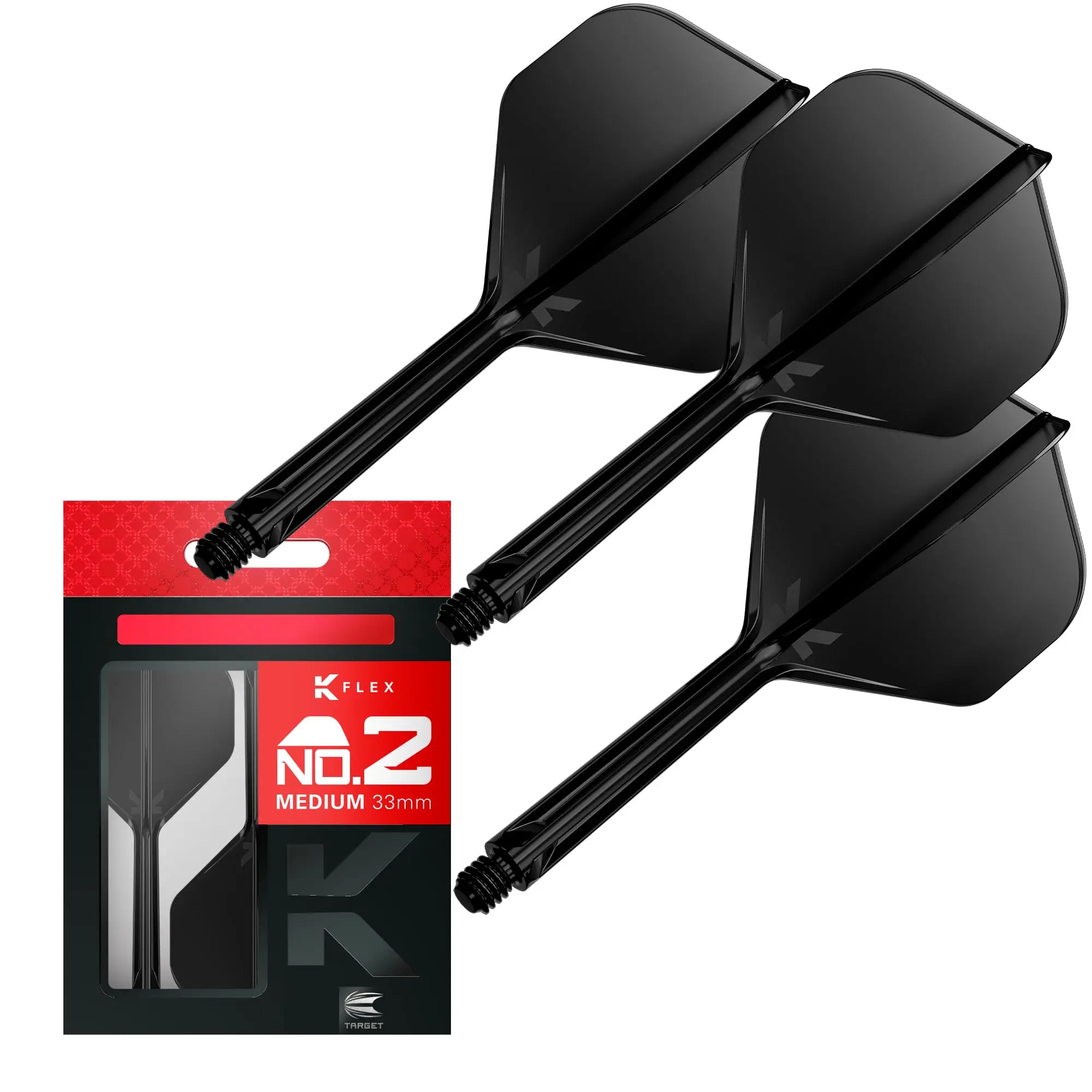 Target Darts K Flex Integrated Dart Flights And Shafts, No.2 | Pack Of 3 K-Flex - No2, Kflex All In One Moulded Dart Flight & Stem Lengths: Short, Intermediate & Medium | Professional Dart Accessories
