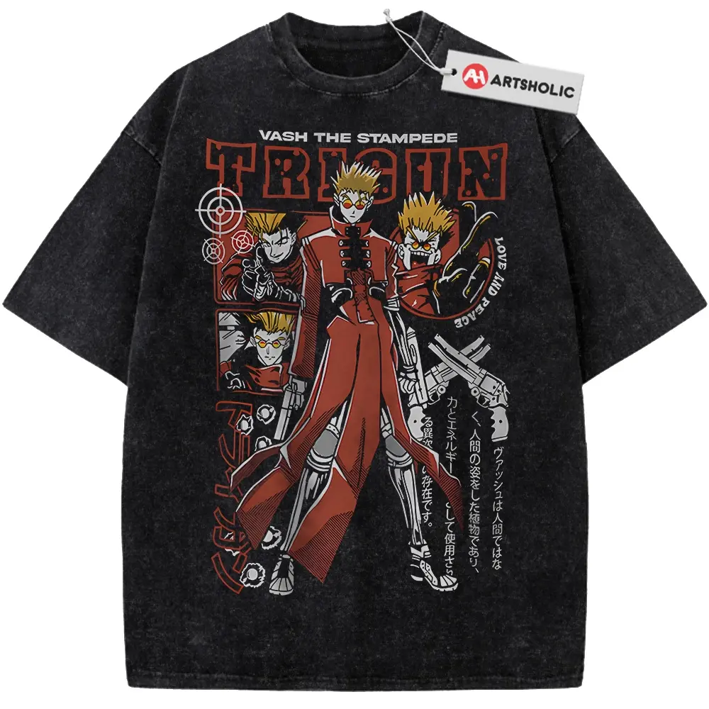 Vash the Stampede Shirt, Trigun Shirt, Anime Shirt, Vintage T-Shirt, Unisex Anime Manga Shirt Womenswear Menswear Top Streetwear Cotton comfort