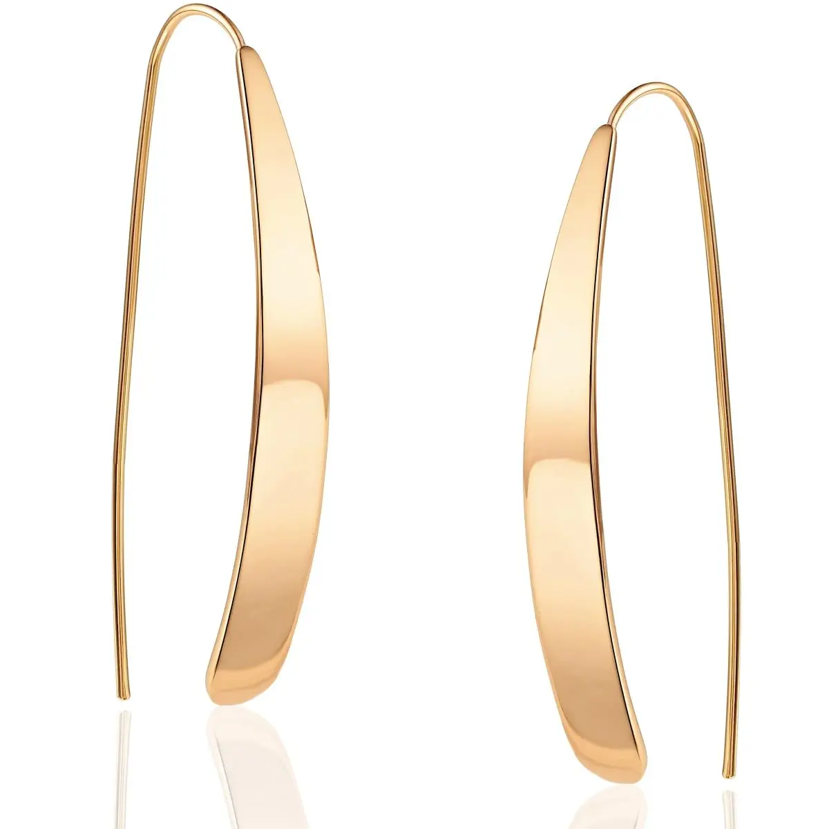 14K Gold Plated Bar Earrings for Women - Long Thread Dangle Earrings - Threader Drop Earrings - Hypoallergenic and Safe for Sensitive Ears