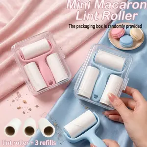 Mini Dust Removal Roller Set with 1 Handle + 3 Refills - Strong Adhesive Pet Hair Roller, Easy Reusable Lint Roller, No Electricity Needed, for Clothes Carpets Car Seats & Pets, Portable Effortless Cleaning Tool