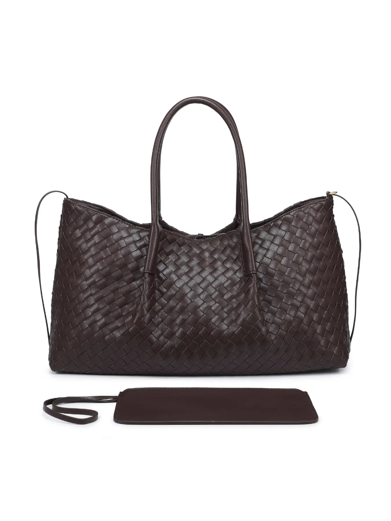 New Fashion Trendy Woven Large Capacity Single Shoulder Handbag Pu Tote Satchel Tote Bag, Stylish and Spacious, Perfect for Daily Use, Classic Shoulder Bag