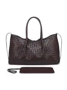 New Fashion Trendy Woven Large Capacity Single Shoulder Handbag Pu Tote Satchel Tote Bag, Stylish and Spacious, Perfect for Daily Use, Classic Shoulder Bag