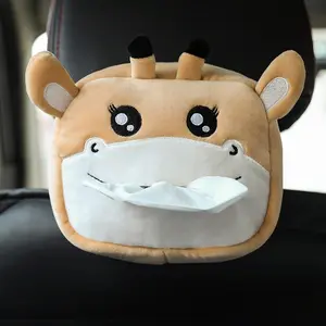 Creative Cartoon Car Seat Back Hanging Napkin Holder, Cute Bull Design Paper Towel Box Organizer, Stylish Auto Interior Accessory