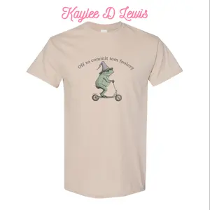 Off to Commit Tom Foolery Frog T-shirt, Dungeons Knight Game, Girlfriend Boyfriend, 90s gen z tik tok, frog raccoon gamer