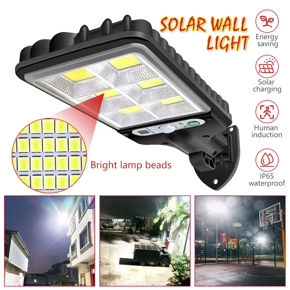 600W Solar Lights Outdoor Waterproof, LED Solar Street Light for Outside 10000 Lumen Solar Security Lights Wall Flood Light for Yard