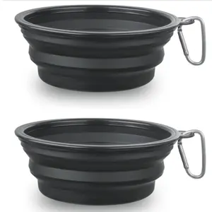 Collapsible dog bowls for easy feeding on the go! Includes 2 carabiners for travel. #PetLovers #DogBowl #PortablePets feeder pet  bowl