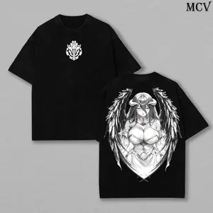Albedo Overlord Vintage Tee – Washed Oversize Anime Graphic T-Shirt | Limited Edition for Anime Fans. Oversized Clothes