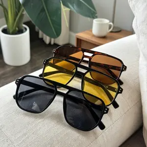 Stylish double beam Polarized Sunglasses Men Lightweight Classic Square Sun Glasses with UV Protection for Fishing Golf Driving For Men and Women shades