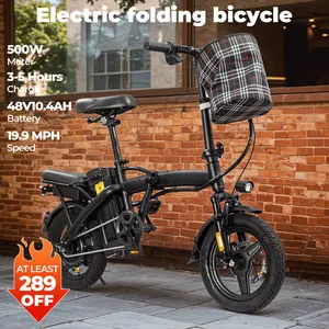 Adult electric bicycle, 500W motor, top speed 22 mph, maximum load capacity 150KG, suitable for plus size use, removable battery, multiple shock absorption systems, suitable for urban commuting, foldable electric bicycle Lightweight Folding Ebike