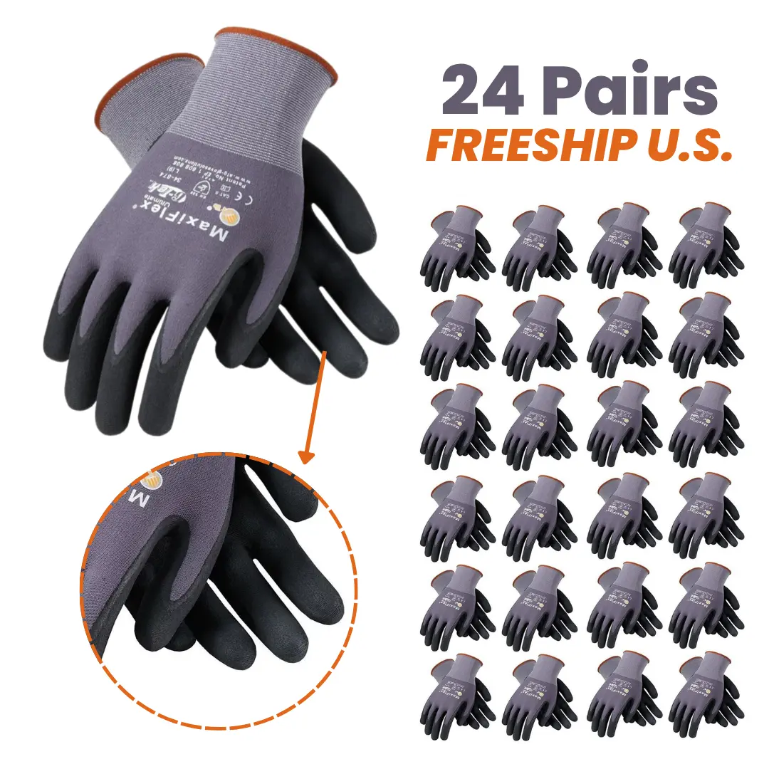 24 Pares Guantes Para Trabajo - Maxi Flex Foam Work For Men - Enhanced Grip MaxiFlex Nitrile Gloves 24 Pares Guantes Para Trabajo - Maxi Flex Foam Work For Men - Enhanced Grip MaxiFlex Nitrile Gloves