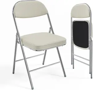 VINGLI Folding Chairs with Padded Seat & Backrest, Metal Frame, Durable Corduroy Fabric, 350 lbs Capacity, Ideal for Weddings, Parties, Office Events