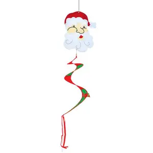 In the Breeze Santa Twister Tail Outdoor Decor Item #4894 Weather Resistant Polyester Applique Embroidered Design with Twister Tail for Holiday Display