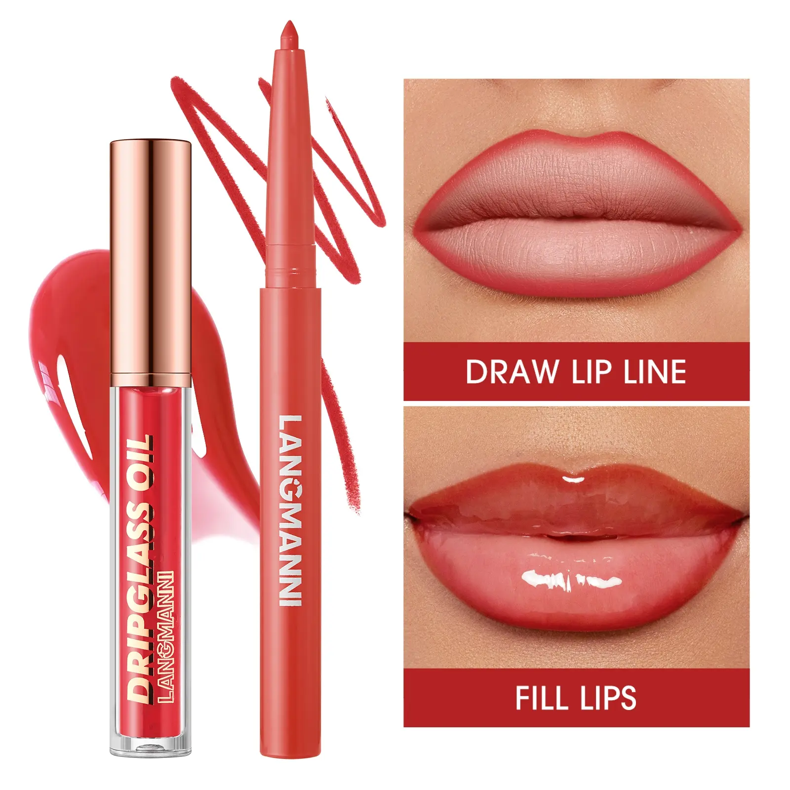 2-piece set of lip gloss lipstick is lightweight, silky, easy to apply, moisturizing, long-lasting, and glossy. It is waterproof, non stick to the cup, and does not smudge the lip gloss Shiny Lip Gloss