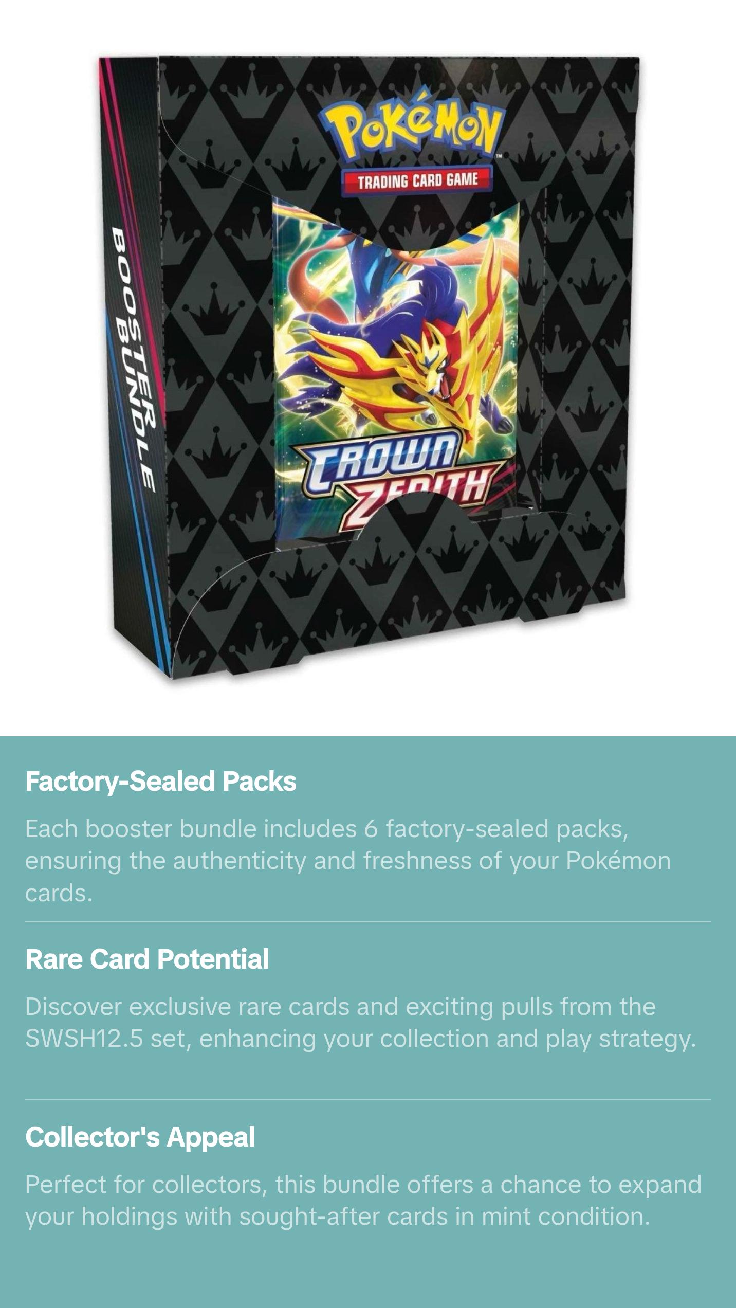 Pokemon Crown Zenith Booster Bundle - 6 Sealed Packs | SWSH12.5 Factory  Fresh - TikTok Shop