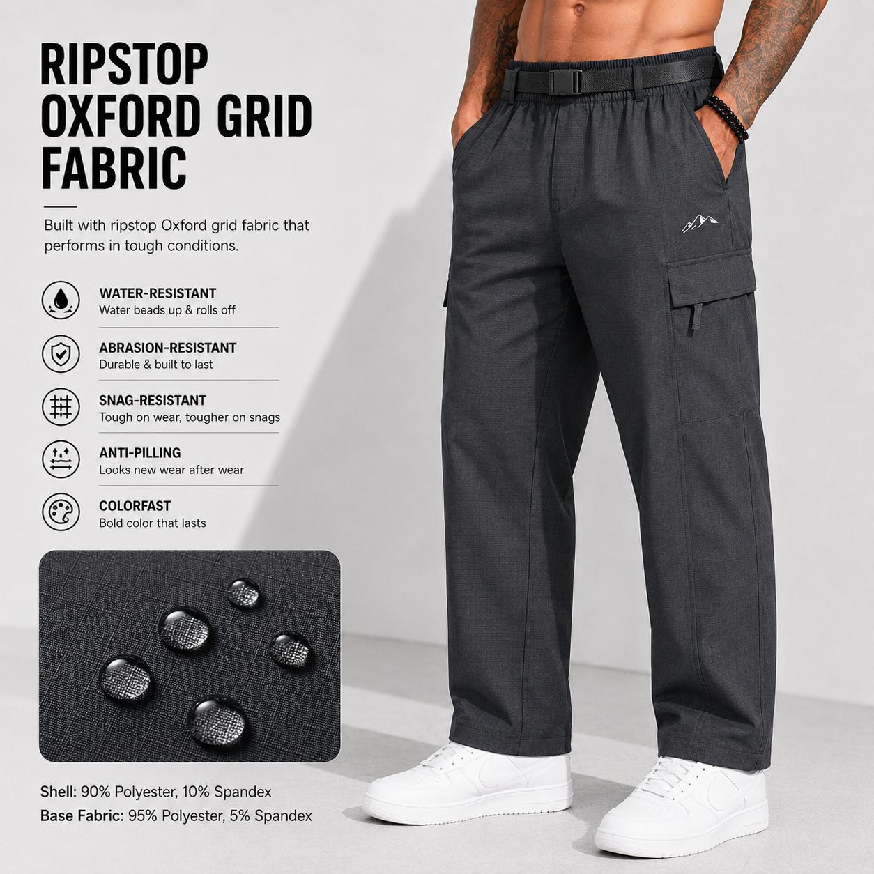 3-pack men’s loose, comfortable cargo pants with belt included; elastic waistband, multi-pocket casual design; waterproof/windproof/colorfast/no pilling/non-deformed/durable/stain-resistant/lightweight; straight-leg—essential for outdoor, casual, travel, 3-pack men’s loose, comfortable cargo pants with belt included; elastic waistband, multi-pocket casual design; waterproof/windproof/colorfast/no pilling/non-deformed/durable/stain-resistant/lightweight; straight-leg—essential for outdoor, casual, travel,