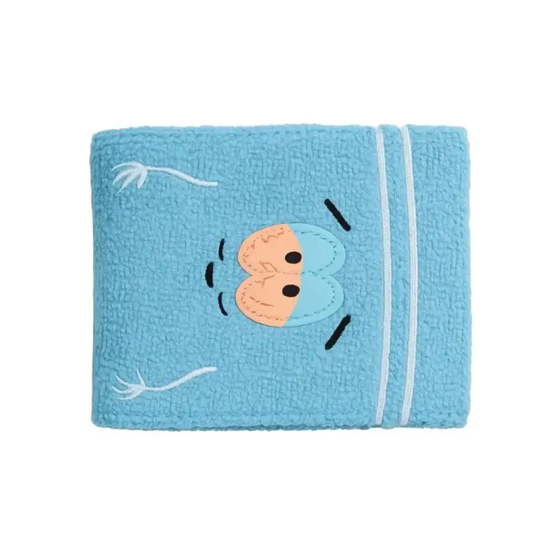 Men's Animated Comedy Wallet - Blue Towel-Style Character Design, Premium Plush Microfiber, Cozy & Comfortable, Perfect for Humor & Animation Fans