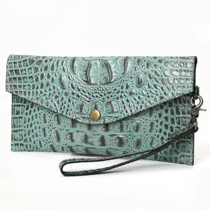 American Darling Western Leather Wallet, Crocodile Embossed Full Grain Genuine Leather, Eco-Friendly Handcrafted Pouch