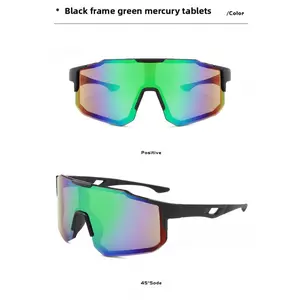Green Tech Sports New Outdoor Sports Cycling Windproof Sunglasses, Colorful Reflective Shades for Men and Women, Large Frame Motorbike Glasses