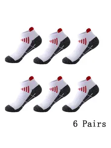 6 Pairs Women's Short Socks, Outdoor Sports Socks, Thickened Loop, Durable Running Socks, Elastic Breathable Crew Socks, All Seasons Casual Socks
