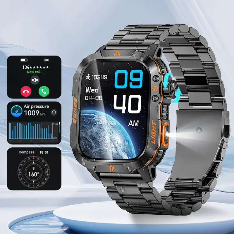 BOSIS Multi-functional Smart Watch with Flashlight Compass Heart Rate Monitoring Sleep Tracking Sports Modes for Women Men Fashionable Digital Display