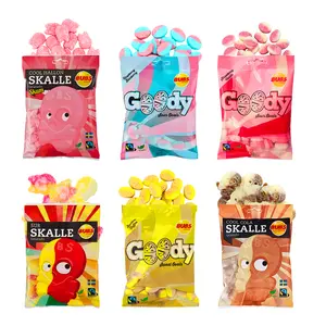 Bubs Sweet & Sour Swedish Candy Snack 6 Pack Bundle 90g Bags Classic Flavors Blue Raspberry Strawberry Vanilla Banana Carmel Sour Skulls Cool Raspberry Skulls & Cola Skulls.