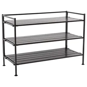 Seville Classics 3-Tier HOME Resin Slatted Stackable Shoe Rack