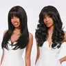 Frodio Veralux™ Blend Human Hair Layered Wavy Wig with Curtain Bangs Pre-Cut Lace #summervibes#SohoChic