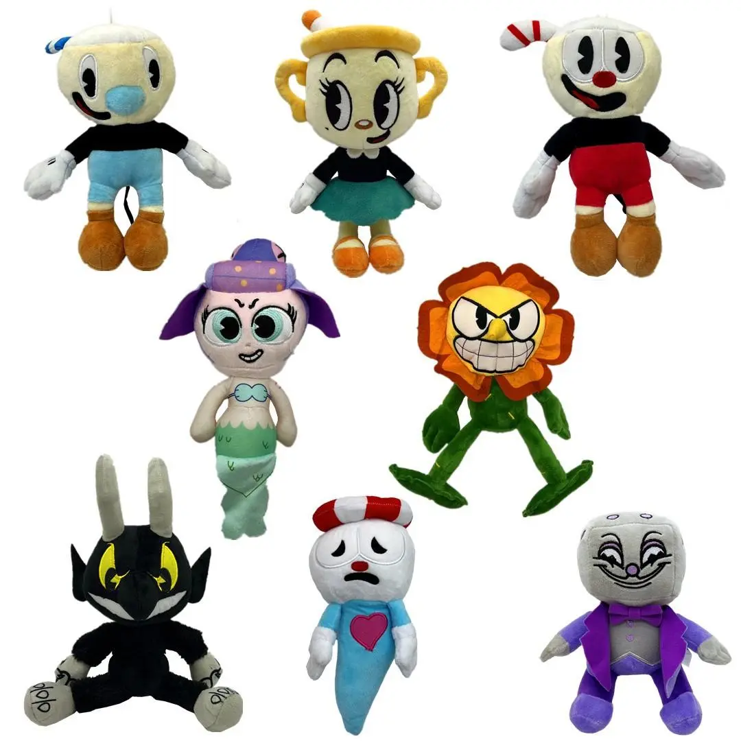 25cm Cuphead Series Soft Plush Doll - Unisex Stuffed Toy Figure Including Mugman, The Devil, Legendary Chalice, Adventure Game Fandom Gift for Kids' Birthdays, Christmas