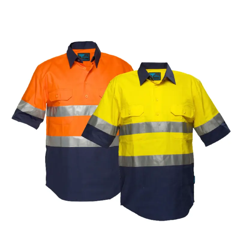 Hard Yakka Safety Hi-Vis Vented Cotton Taped Work Long Sleeve