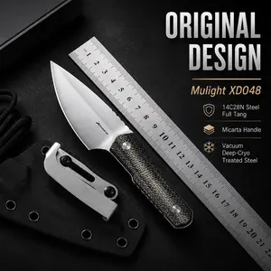 Mulight EDC XD048 Pocket Knife Tool for Adults - D2 Edge, Titanium Handle, Frame Lock, Thumb Stud, Bearing Pivot System, Compact cm Size, Camping Essential Everyday Carry