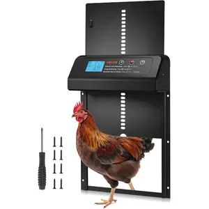 VEVOR Automatic Chicken Coop Door, Battery Powered Chicken Coop Door with Timer Manual Setting, Anti - Pinch Security, Durable Aluminum Alloy, Chick Run Gate Opener with Waterproof Sealing, OrangeVEVOR Super Brand Day