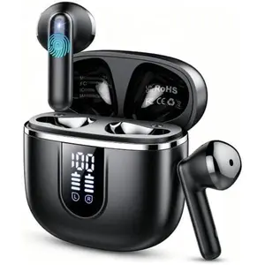 h-55 Wireless Earbuds Bluetooth 5.4 Headphones, 40H Playtime In-Ear Earphones with 4 ENC Noise Cancelling Mic, 3D Bass Stereo Sound, IP7 Waterproof Ultralight Bluetooth Earbuds USB-C LED for iPhone Android