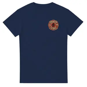 Squatch Fire Gildan 5000 Navy T-Shirt Menswear Classic Fit 100% Cotton Crewneck Seamless Double-Needle Jersey Tops