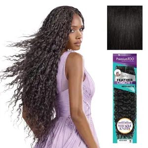 Sensationnel PremToo Feather Crochet Braidinghair - Water Wave Human Hair Blend with Pre Seperated Strands for Boho Braids and Miracle Knots (18 inch, 1B OFFBLACK)