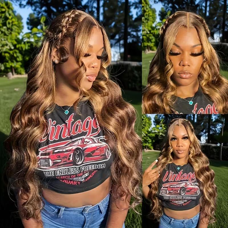 Highlight Wig 13x6 Hd Lace Frontal Wig Natural Hairline Pre Plucked P4/27 Ombre Colored Straight Human Hair Wig For Women