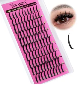 Yawamica Spiky Lash Extension Premade Individual Lashes D Curly Cluster Eyelash Extensions 13-21mm Mix Length Wispy Lash Clusters Volume Fairy Eyelash Extension Supplies