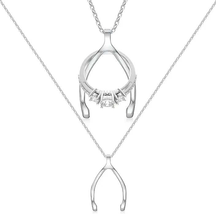 Women's Sturdy Patented Bezel Design Ring Holder Necklace - Stainless Steel Accessory, Gift for Her (Mother, Wife)