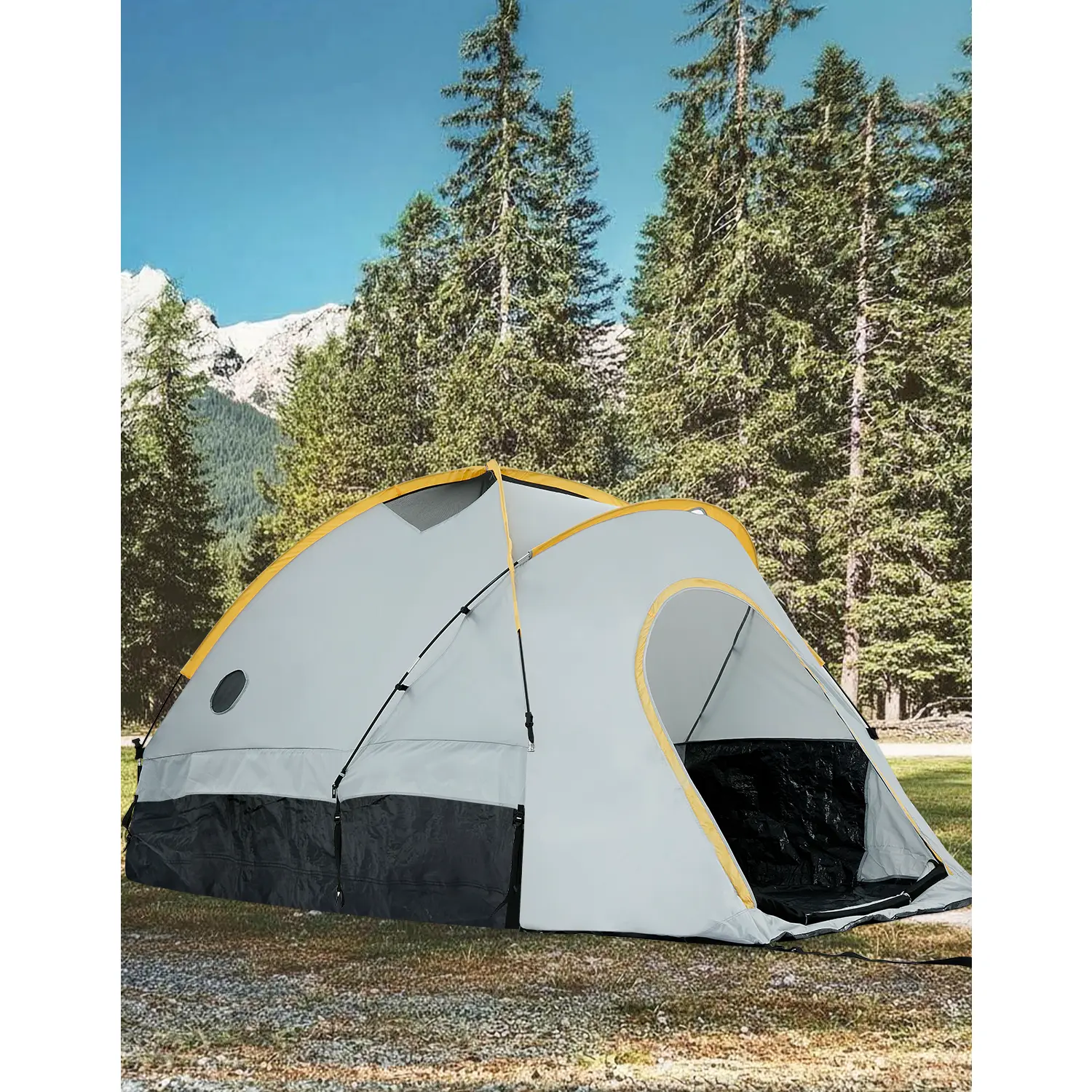 Waterproof Double Layer Pickup Truck Bed Tent with Awning - PU3000, Mesh Windows, Easy Setup, Portable Camping Shelter for 2-3 People, Fits 5-8.2ft Truck Beds, Compatible with Ford F150 Silverado Ram 1500