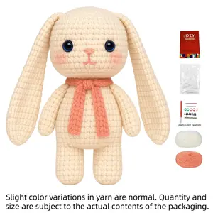 1Set Animal Crochet Kit for Beginners, Beginner Crochet Kit for Adults with Step-by-Step Text Tutorials, Rabbit DIY Knitting Kit, Cute Funny Spring and Summer Home Decorative Ornaments, Birthday Valentine's Day Festival Gifts, Handmade Crafts