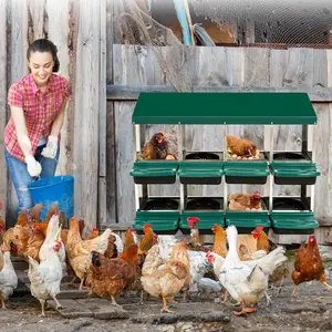 Chicken Nesting Boxes, 8 Compartments Nesting Box for Chickens Egg Laying, Heavy Duty Metal Poultry Nest Box with Roll Out Egg Collection, Swing Perch, Vented Holes