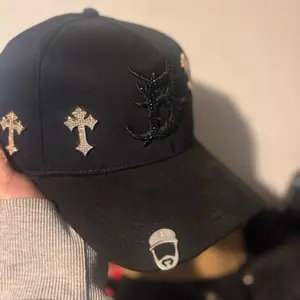 Cruces B Black Baseball Cap with Cross and Dragon Embroidery