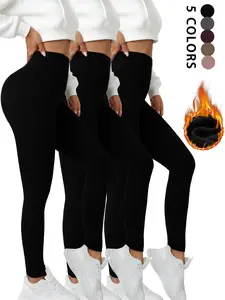 Women's Thermal Fleece-Lined High-Waisted Leggings, 3-Pack Soft & Warm Yoga Pants, Ideal for Winter Workouts & Daily Wear, Skinny Yoga Bottoms