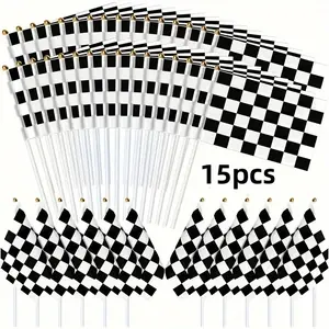 30pcs Checkered Flags, Durable Plastic Racing Flags with Metal Rings and Hooks, Ideal for Car Races, Sports Celebrations, Weddings, Birthdays