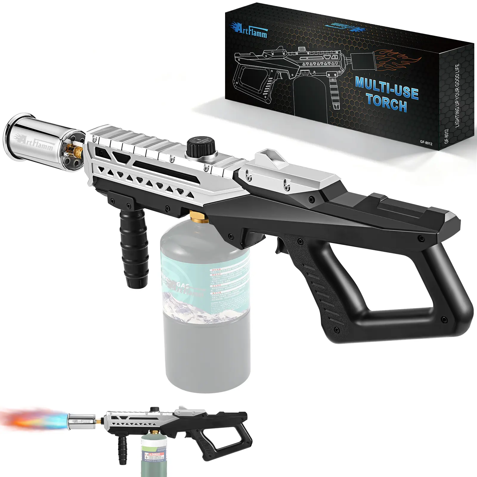 ARTFLAMM Powerful Propane Torch, Multi-use Torch With Adjustable Flame, Blow Torch for Campfire, Fire Pit Starter, Fun Gift (Propane Tank Not Included)